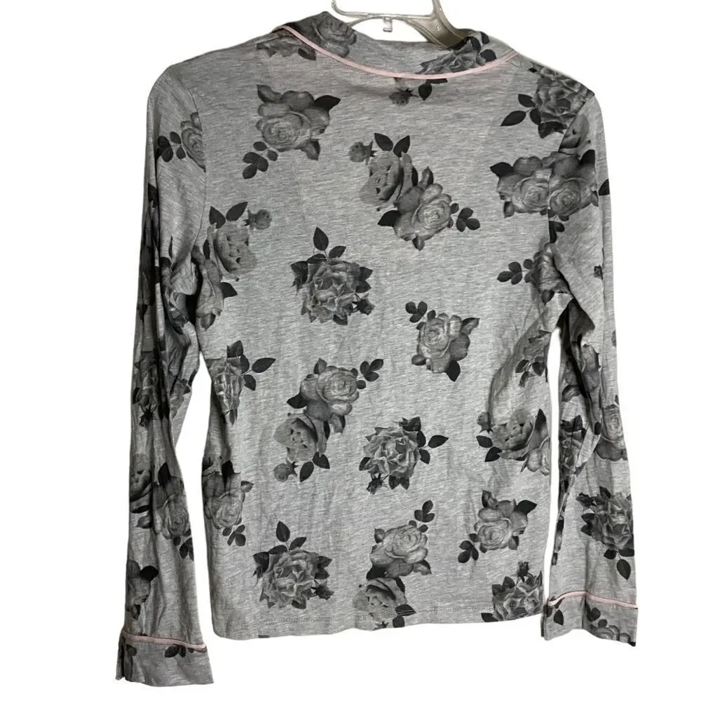 Nordstrom P.J. Salvage Pajama Top Graphic Roses Size M NWT